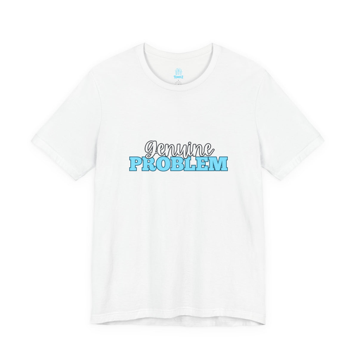 Genuine Problem Graphic Tee — Retro Blue Script Casual T-Shirt