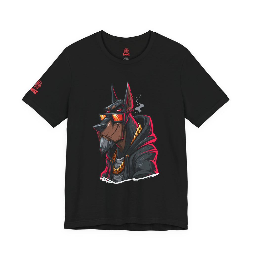 "Old Dog" Doberman Streetwear Graphic Tee — Urban Anubis Dog Design