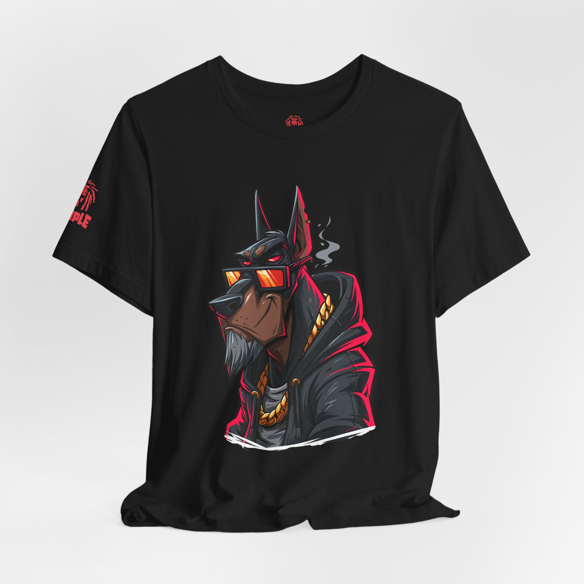"Old Dog" Doberman Streetwear Graphic Tee — Urban Anubis Dog Design
