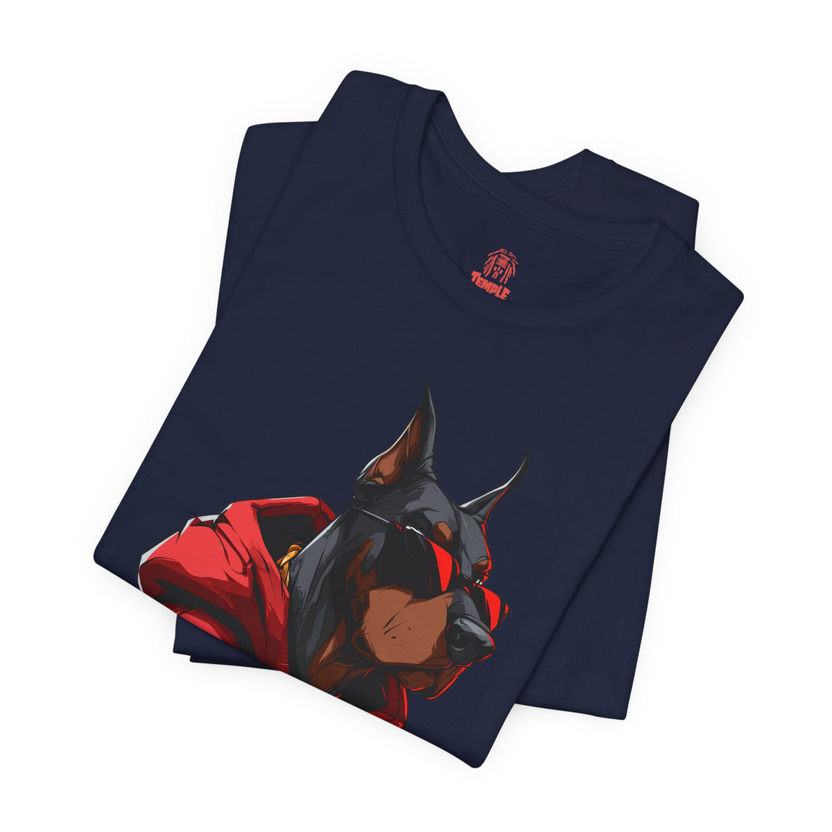Doberman Streetwear T‑Shirt — Red Hoodie Dog Graphic Tee