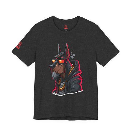 "Old Dog" Doberman Streetwear Graphic Tee — Urban Anubis Dog Design