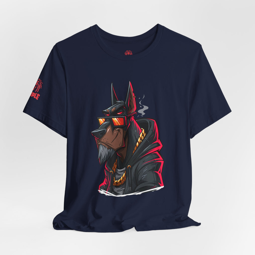 "Old Dog" Doberman Streetwear Graphic Tee — Urban Anubis Dog Design